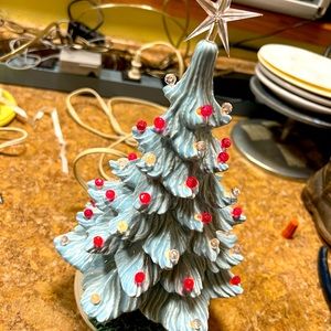 12” Vintage Light Blue Ceramic Christmas Tree